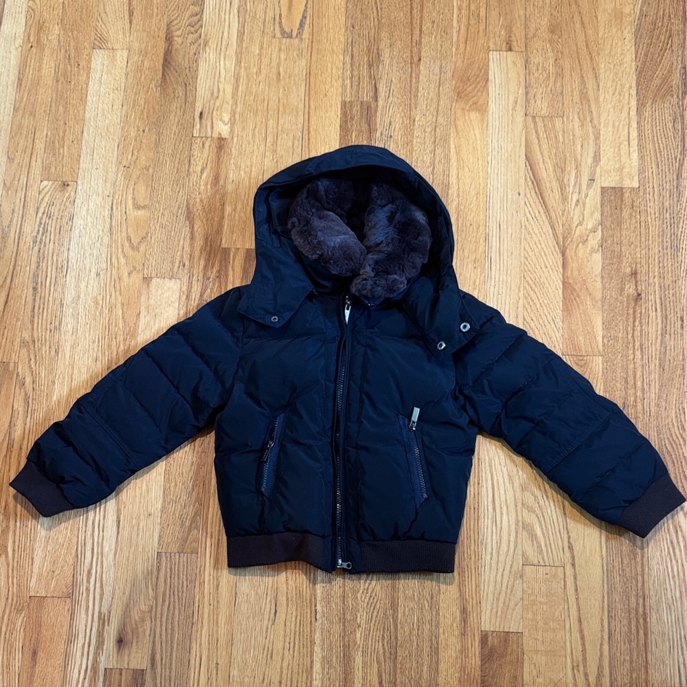 Guxy Black Puffer Jacket with Faux Fur Hood Kids 6
